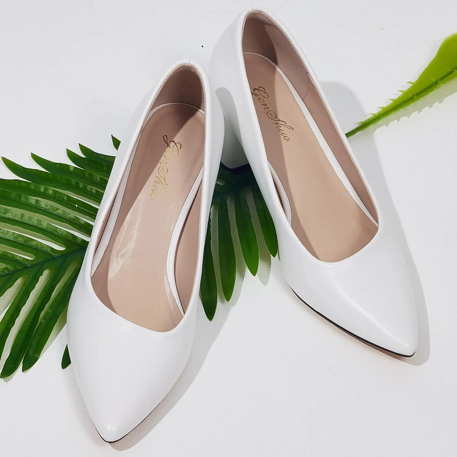 GENSHUO Women's Closed Toe Heels Low Chunky Block Dress Pumps Shoes Comfortable Slip On Pointed Toe Heel Work Wedding Office Evening Walking Party