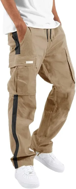 GIERIDUC Men's Fleece Cargo Sweatpants Mens Faux Leather Skinny Jeans Moisture Wicking Dress Pants Mens Cropped Chino Pants