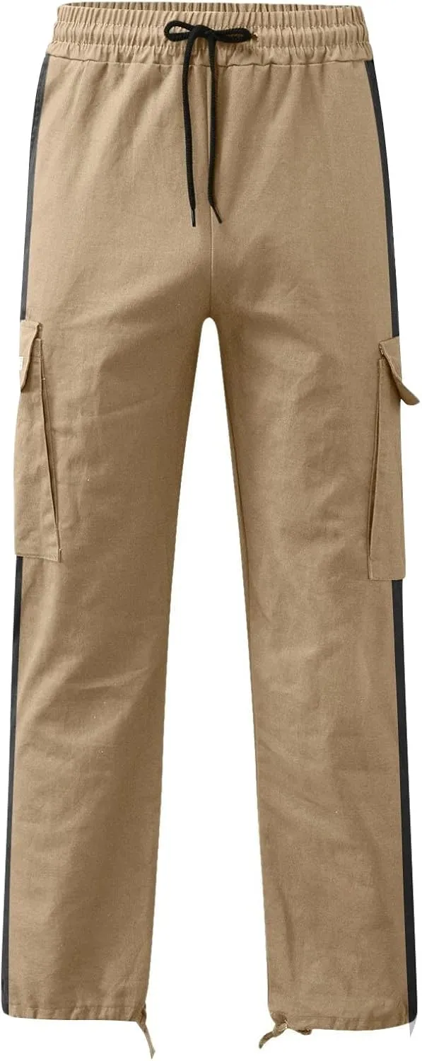 GIERIDUC Men's Fleece Cargo Sweatpants Mens Faux Leather Skinny Jeans Moisture Wicking Dress Pants Mens Cropped Chino Pants
