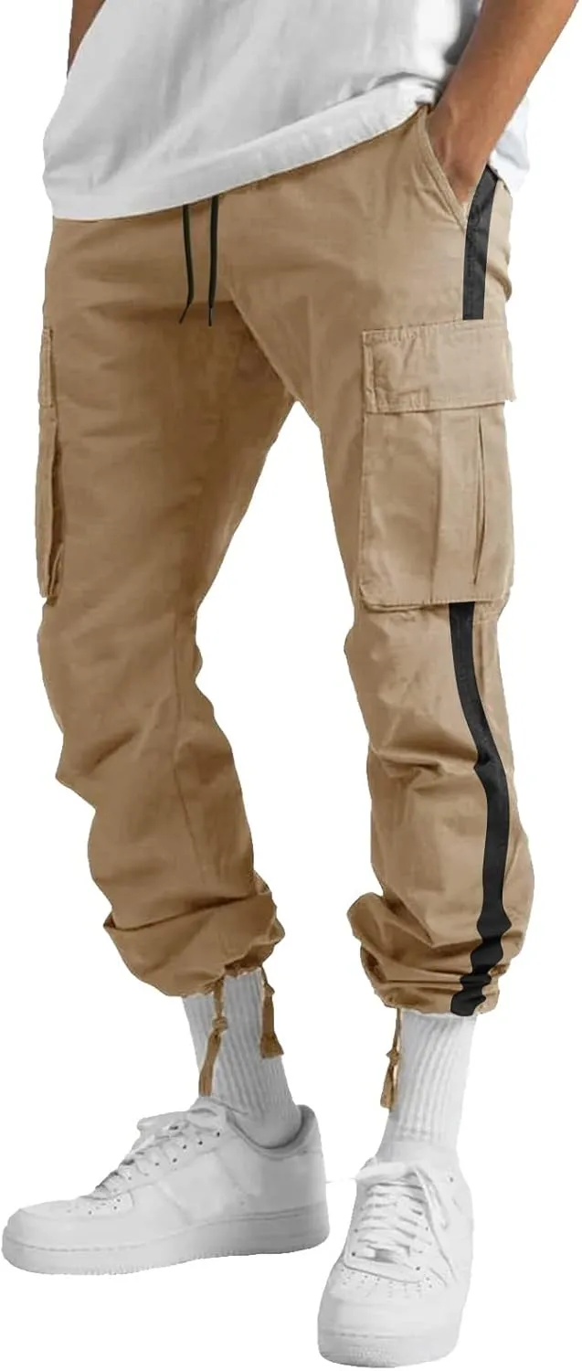 GIERIDUC Men's Fleece Cargo Sweatpants Mens Faux Leather Skinny Jeans Moisture Wicking Dress Pants Mens Cropped Chino Pants