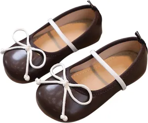 Girls Dress Shoes Flower Girl Shoes Mary Jane Ballet Flats Bow Wedding Party Communion Shoes for Toddler Girls
