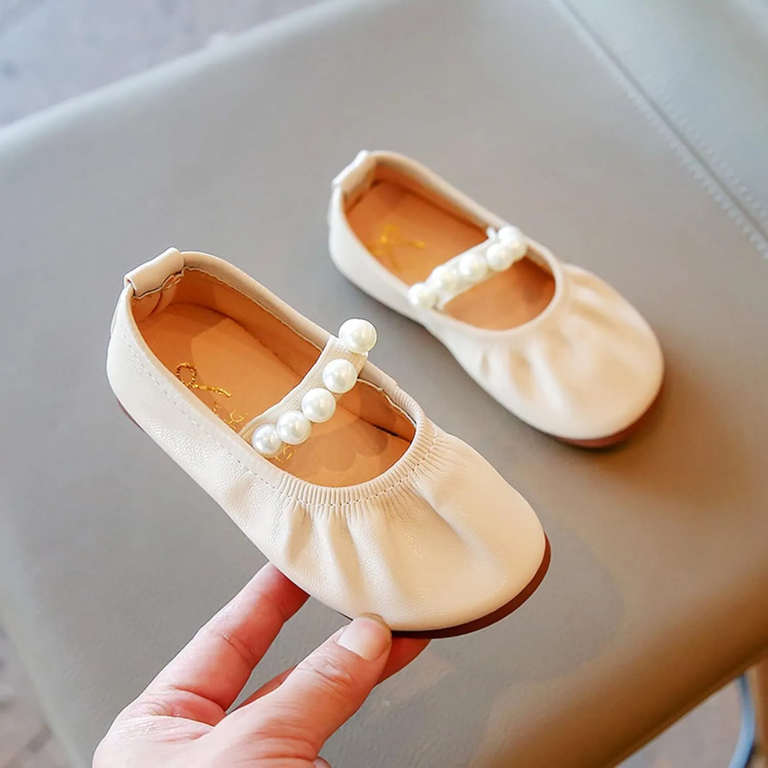 Girls Furry Slippers Toddler Pearl Girl Dress Shoes Girl Ballet Flats Party School Softball Slides Youth Girls