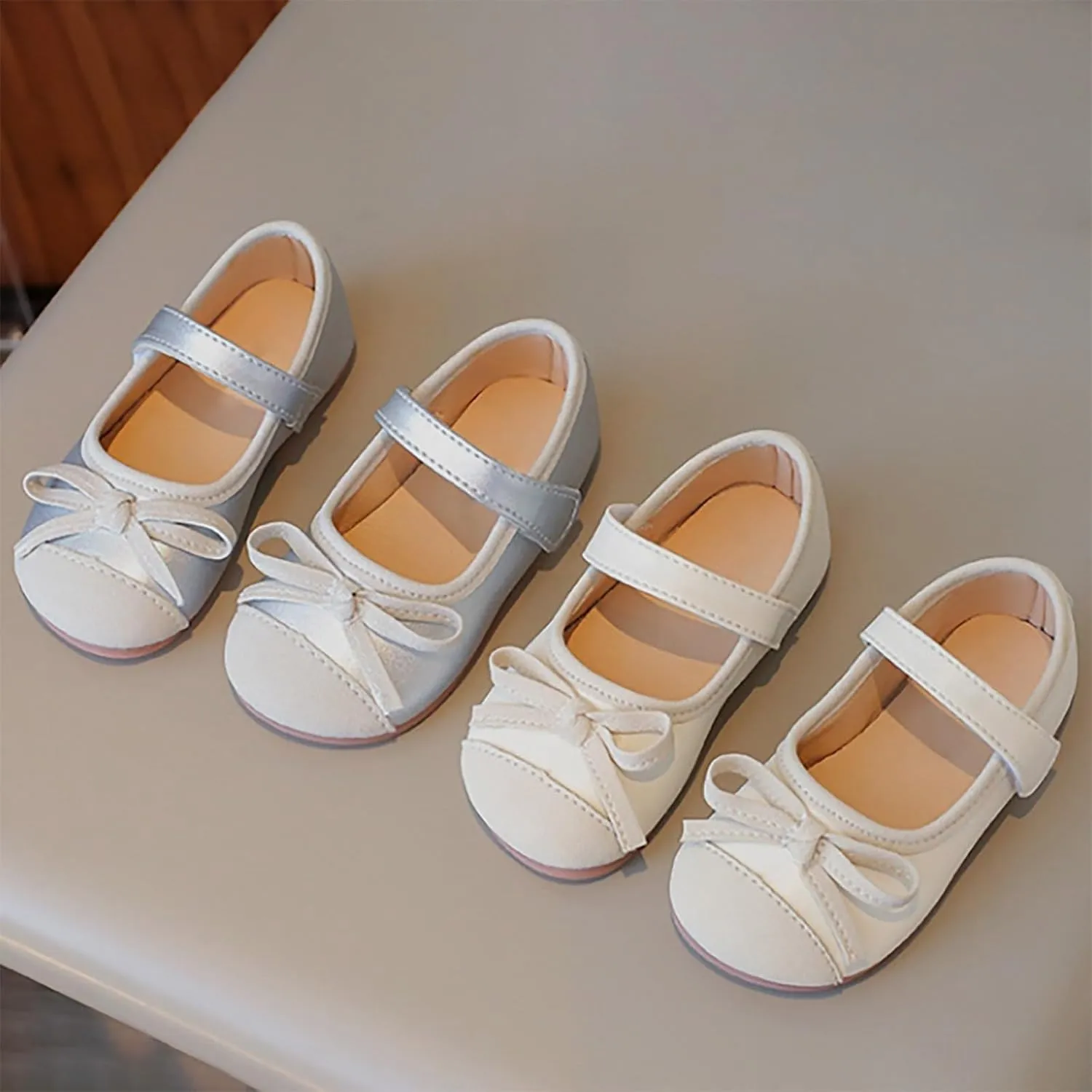 Glittery Mary Jane Flat for Toddler Girls Little-Kids Princess Wedding Ballet Dress Shoes Soft Strap Ballerina