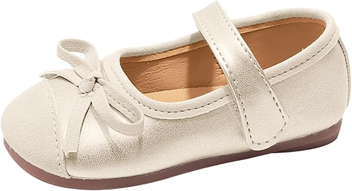 Glittery Mary Jane Flat for Toddler Girls Little-Kids Princess Wedding Ballet Dress Shoes Soft Strap Ballerina