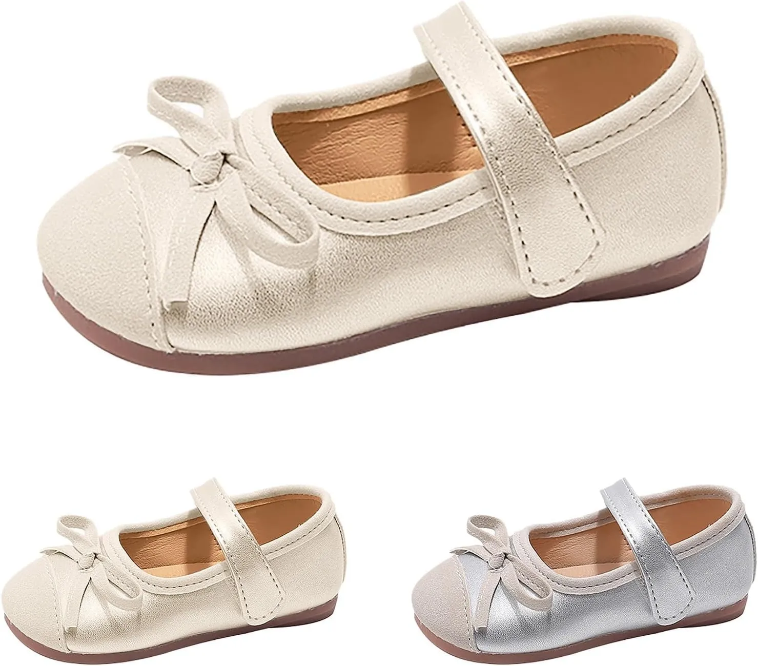 Glittery Mary Jane Flat for Toddler Girls Little-Kids Princess Wedding Ballet Dress Shoes Soft Strap Ballerina