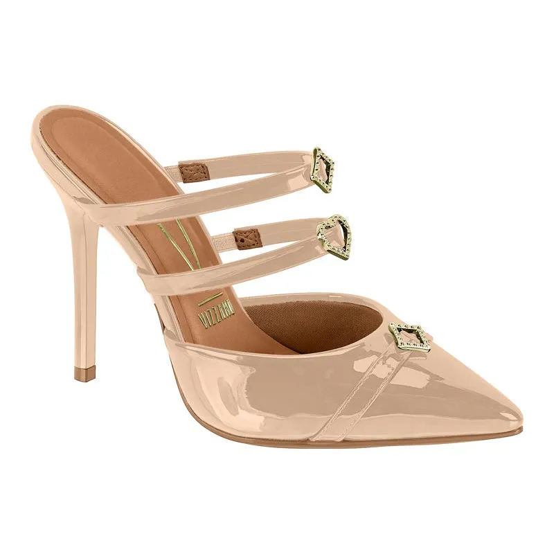 Glossy Beige Strappy Heels
