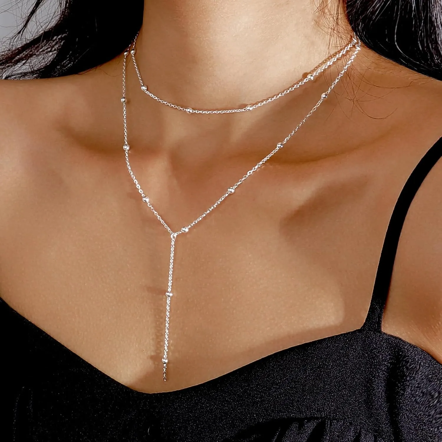 Gold Lariat Long Necklace for Women Trendy Dainty Layered Y Necklaces Choker Jewelry Gift