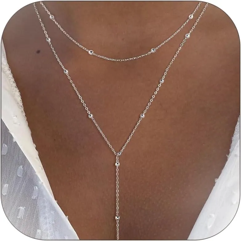 Gold Lariat Long Necklace for Women Trendy Dainty Layered Y Necklaces Choker Jewelry Gift