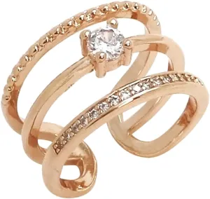 Gold Ring Stackable Ring Rhinestone Plated Adjustable Fashion Jewelry for Parties