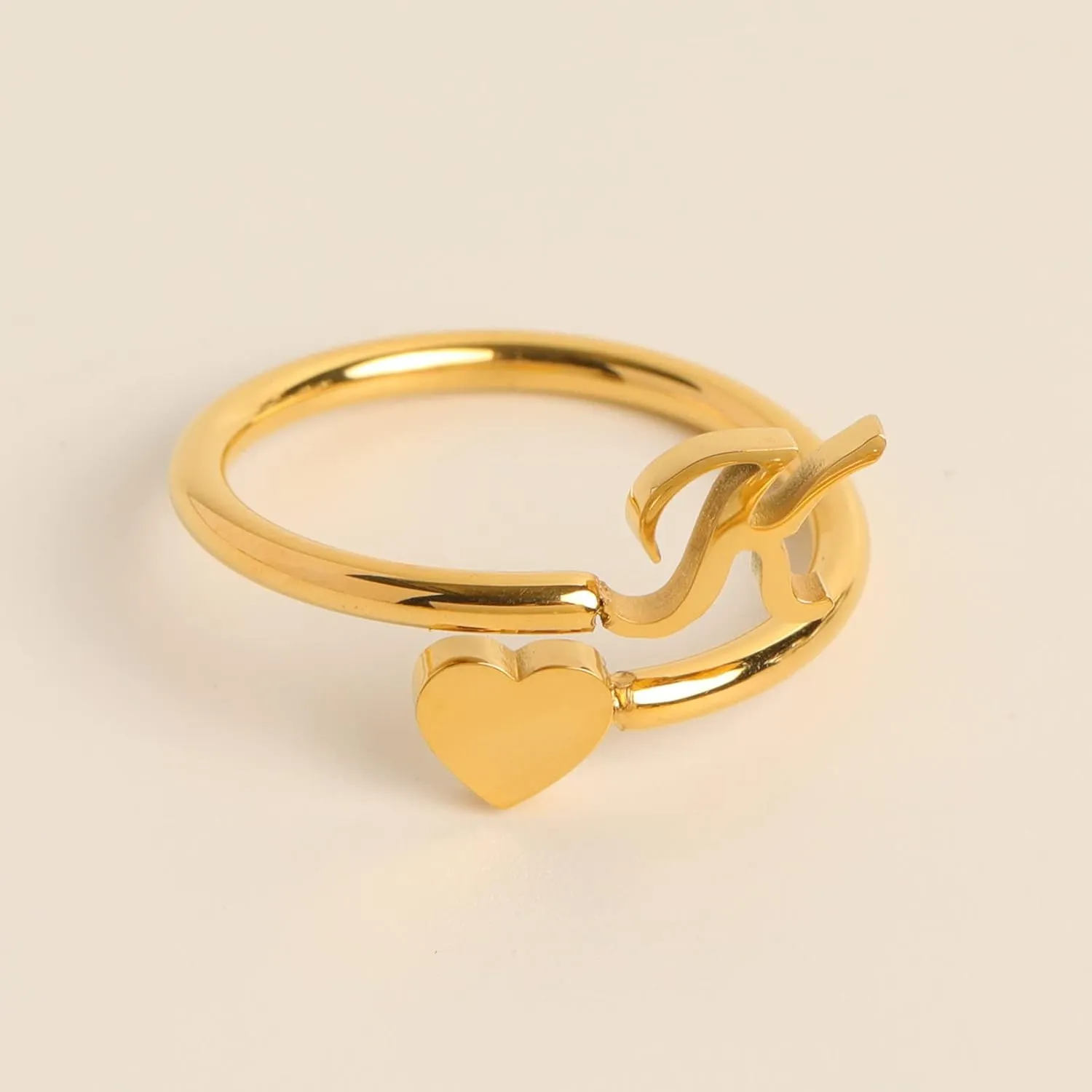 Gold Rings for Women Non Tarnish Adjustable Initial Rings for Teen Girls Cute Heart Alphabet Letter Rings for Teen Girls