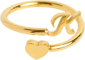 Gold Rings for Women Non Tarnish Adjustable Initial Rings for Teen Girls Cute Heart Alphabet Letter Rings for Teen Girls