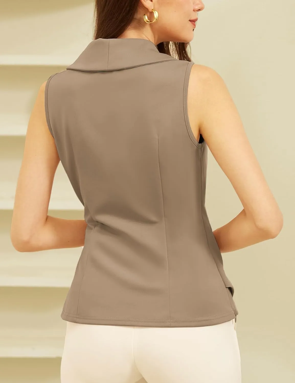 GRACE KARIN Women's Wrap V Neck Casual Work Tops Sleeveless Office Dressy Summer Blouse Asymmetrical Elegant Shirts
