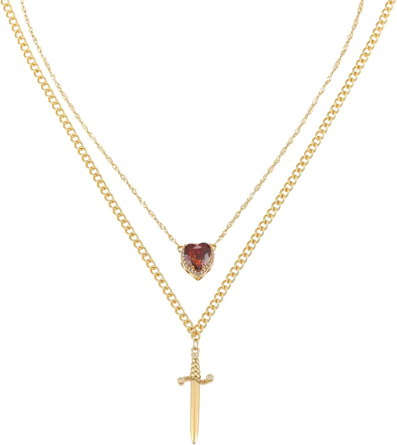 GZQ Dainty Layered Gold Cross Necklaces for Women Trendy, 18K Gold Plated Heart Pendant Necklace, Adjustable Layering Jewelry(N45)