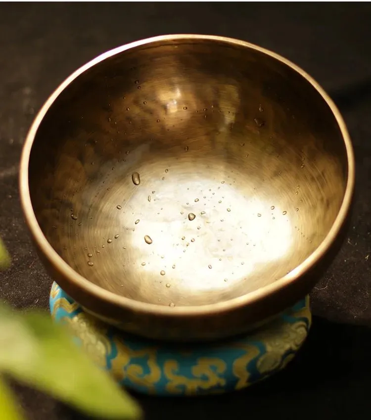 Handmade Brass Tibetan Singing Bowl - Mystical Resonance Full Moon Buddha Edition