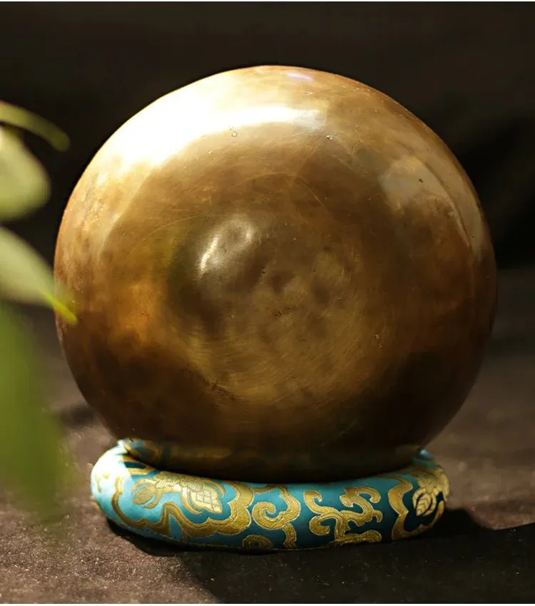 Handmade Brass Tibetan Singing Bowl - Mystical Resonance Full Moon Buddha Edition