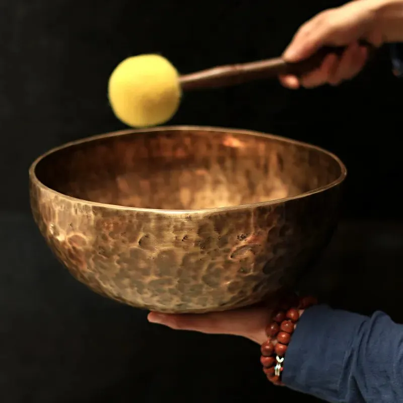 Handmade Brass Tibetan Singing Bowl - Mystical Resonance Full Moon Buddha Edition