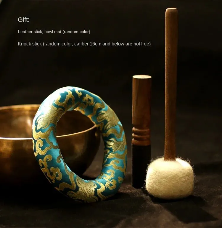 Handmade Brass Tibetan Singing Bowl - Mystical Resonance Full Moon Buddha Edition