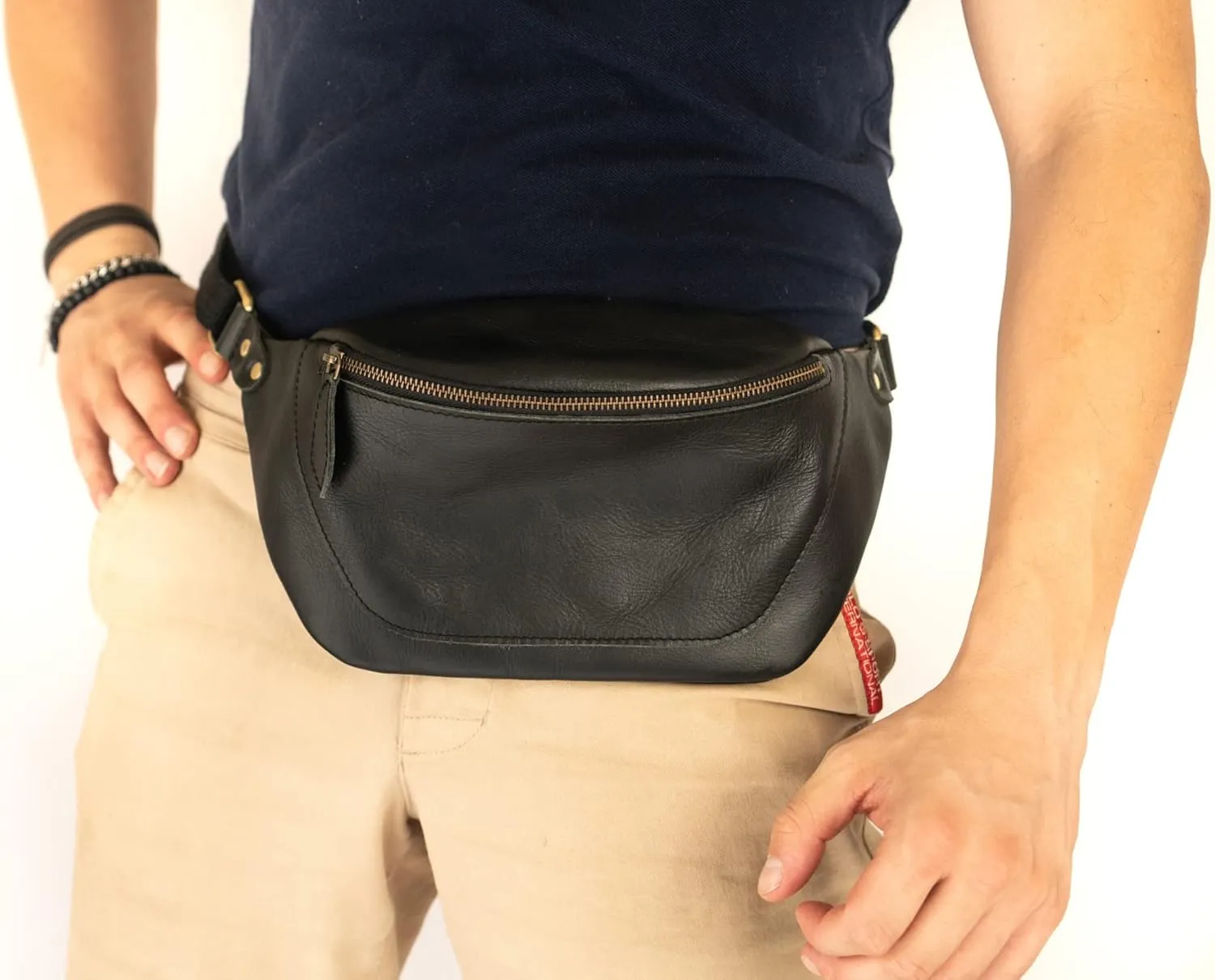Handmade Leather Waist Bag, Belt Bag (2 Black)