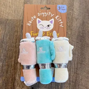 Haute Diggity Kitty Snuggly Cup 3-Pack (Teal, Ivory, Blush) Catnip Toys