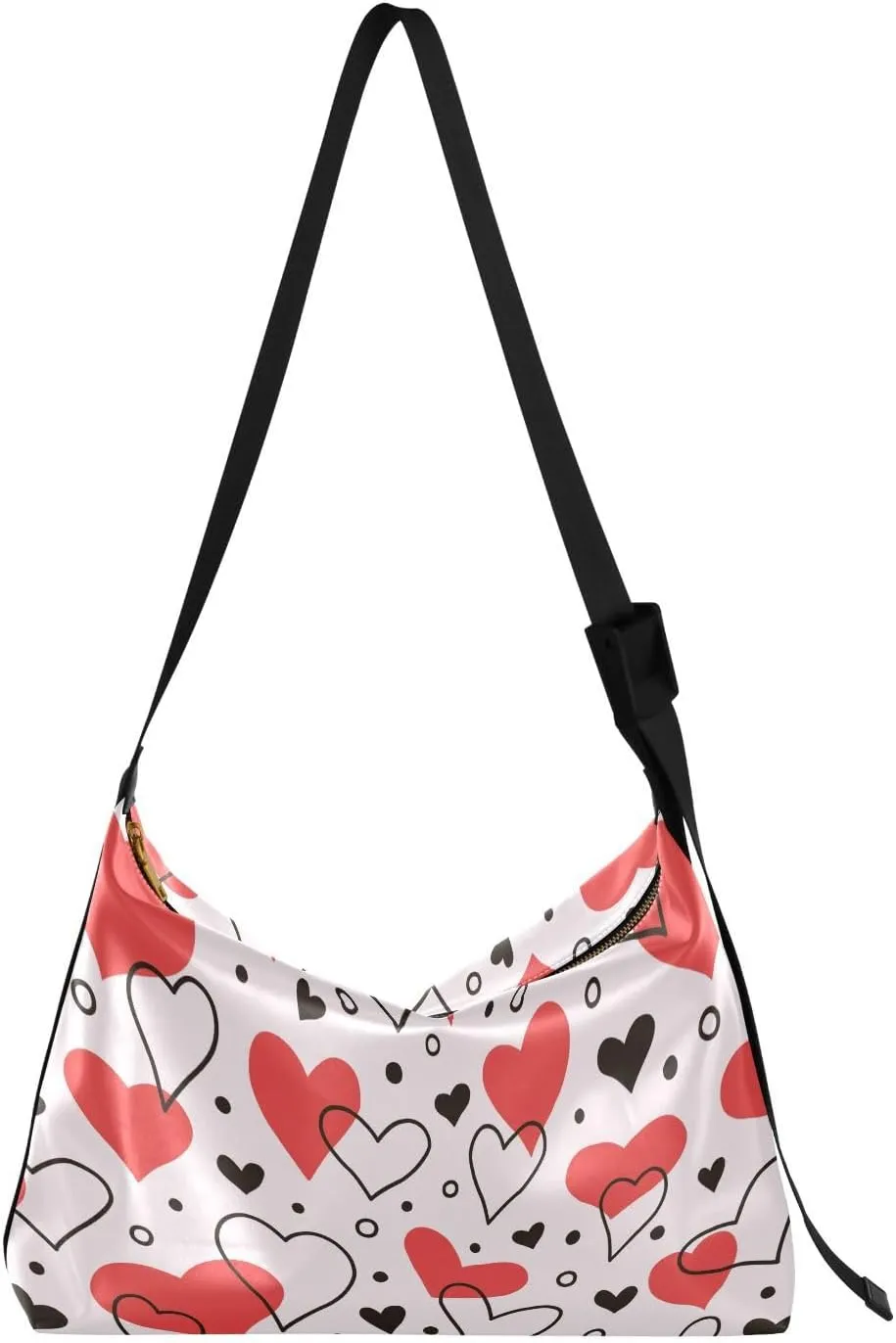Hearts Hobo Crossbody Bags for Women Leather Large Shoulder Bag Cross Body Valentine's Day Trendy Womens Tote Bags Handbag for Travel Shopping