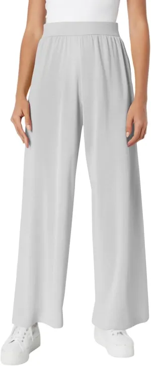 High Waisted Trousers Women Flowy Long Wide Leg Sweatpants Loose Fit Pleated Pull On Vacation Trousers with Pockets