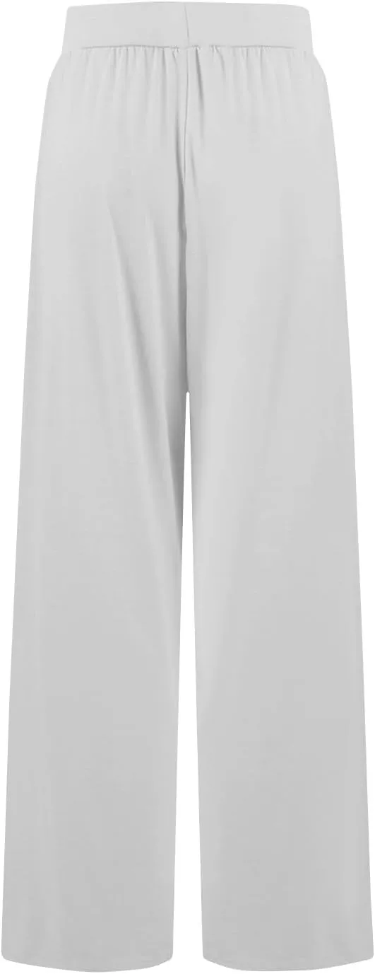 High Waisted Trousers Women Flowy Long Wide Leg Sweatpants Loose Fit Pleated Pull On Vacation Trousers with Pockets