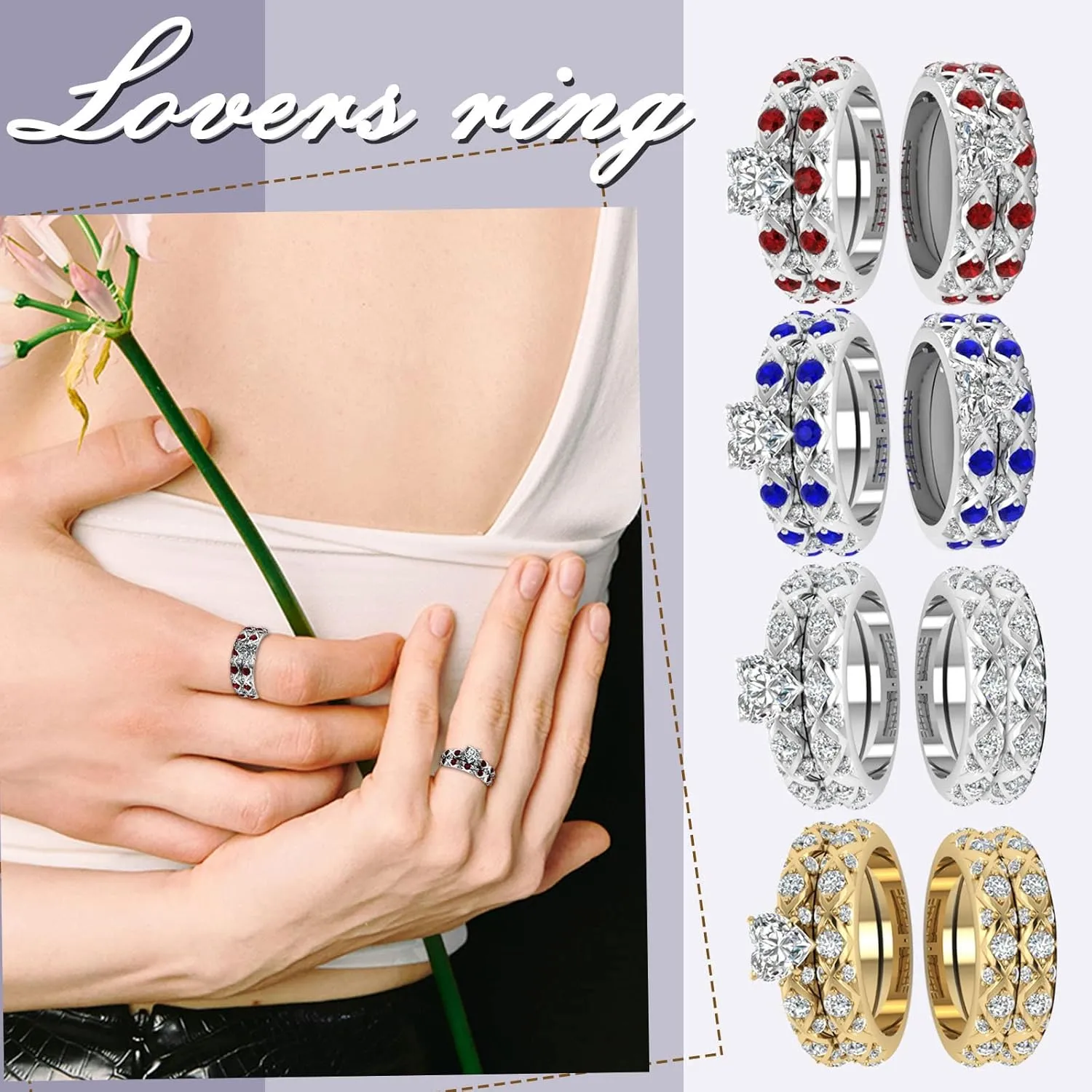 His Hers Cubic Zirconia Anniversary Promise Rings Couple Ring Bridal Sets Cz Wedding Engagement Ring Band Set