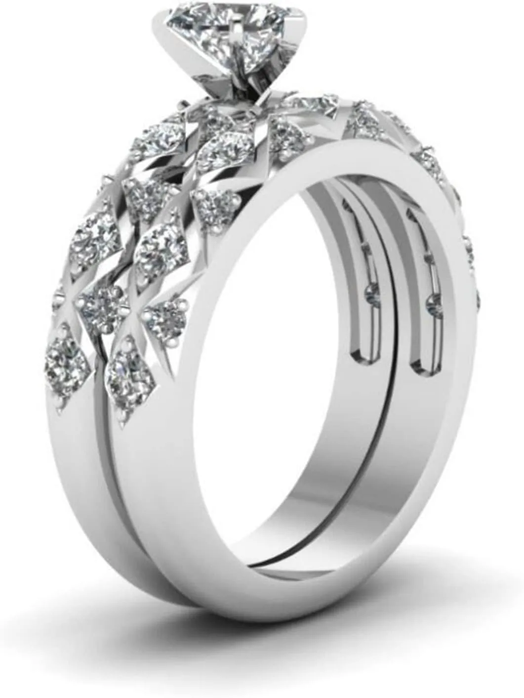 His Hers Cubic Zirconia Anniversary Promise Rings Couple Ring Bridal Sets Cz Wedding Engagement Ring Band Set
