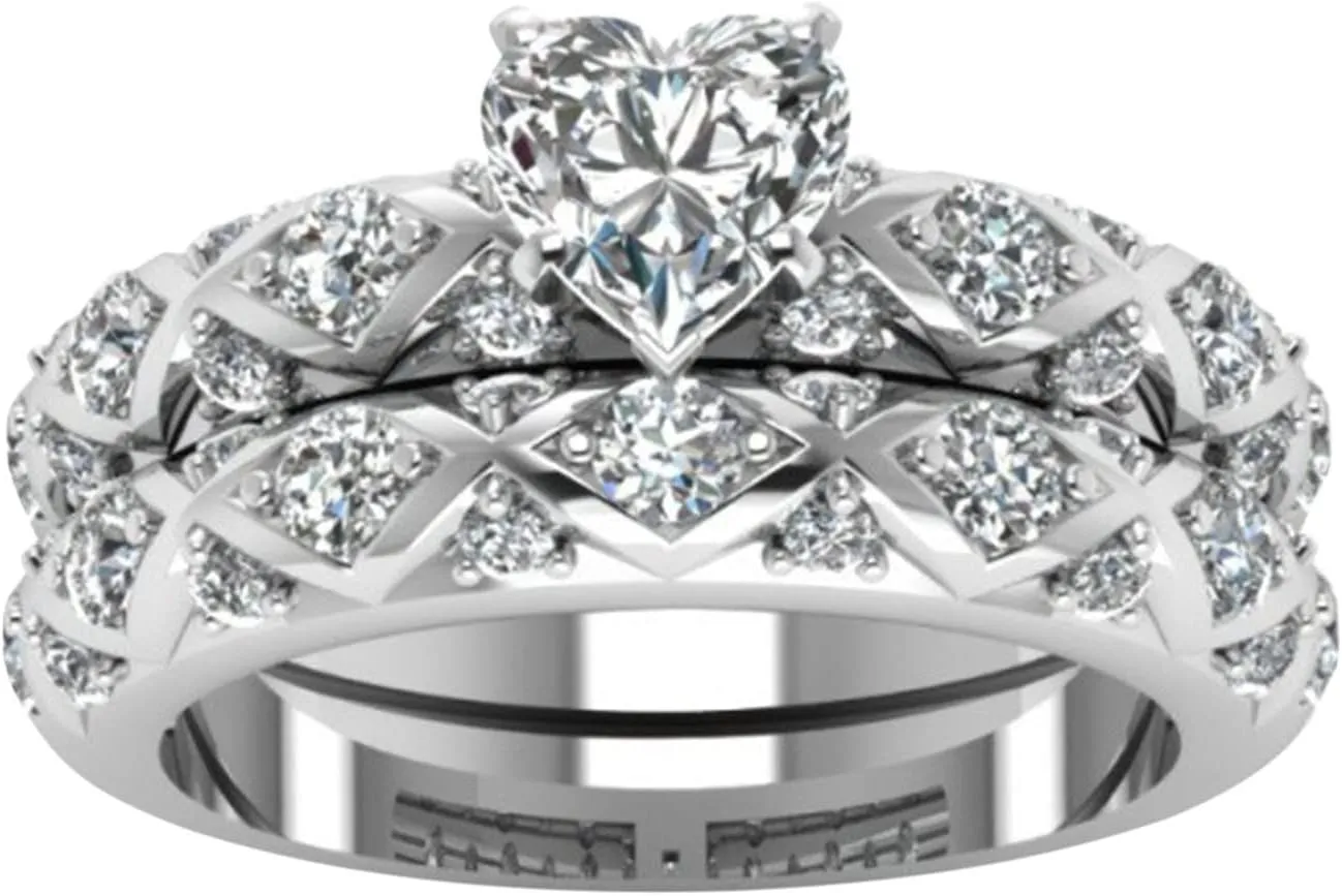 His Hers Cubic Zirconia Anniversary Promise Rings Couple Ring Bridal Sets Cz Wedding Engagement Ring Band Set