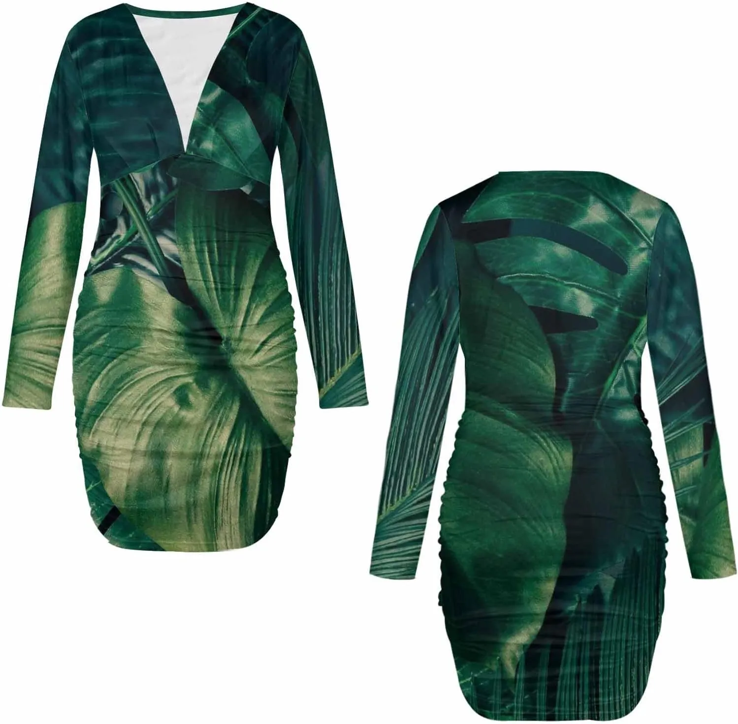 Homecoming Dresses 2024 Tropical Palm Leaves and Flower Women's Bodycon Dresses Printed Long Party Club Dress
