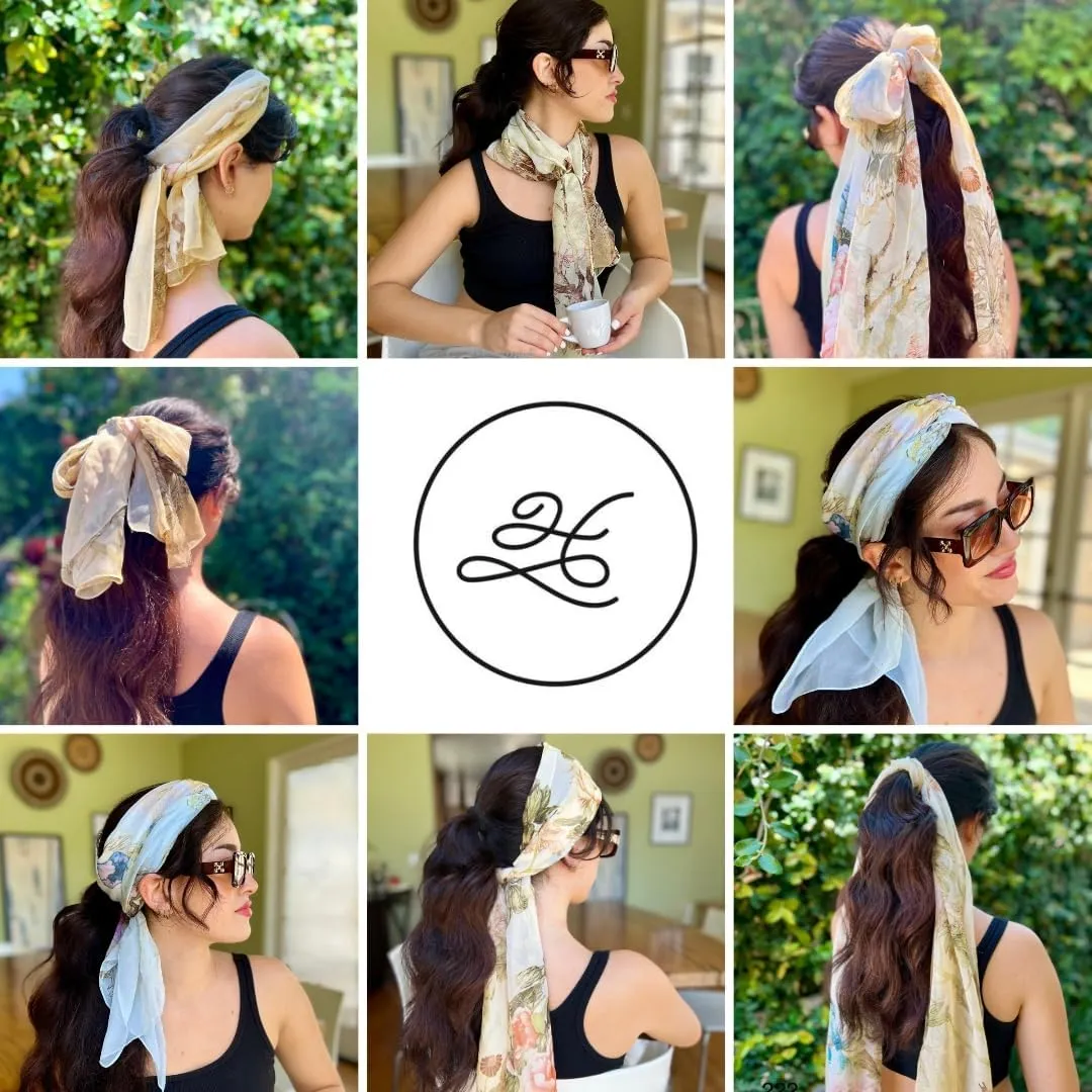 Humble Hilo Pattern Chiffon Scarf Sheer Lightweight Headband Accessory for Women