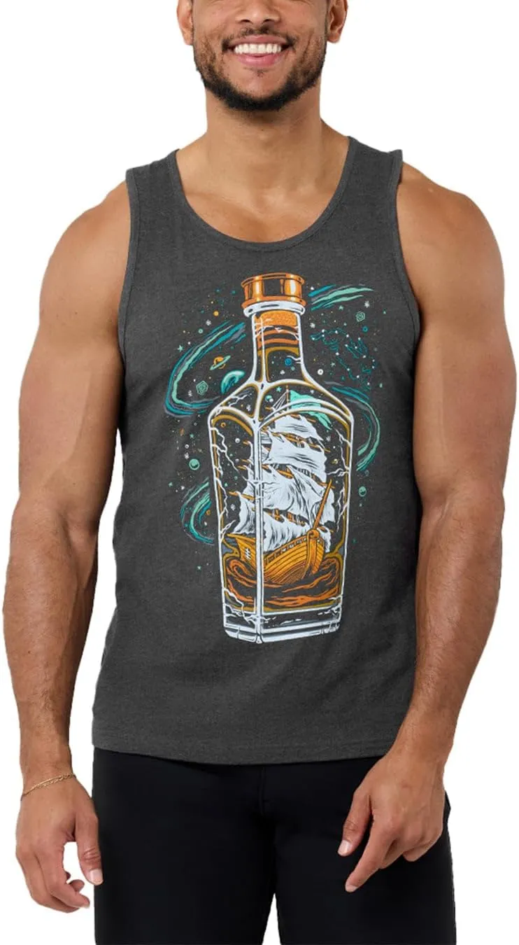 INTO THE AM Men's Graphic Tanks - Beach Summer Graphic Tank Tops for Guys S - 2XL