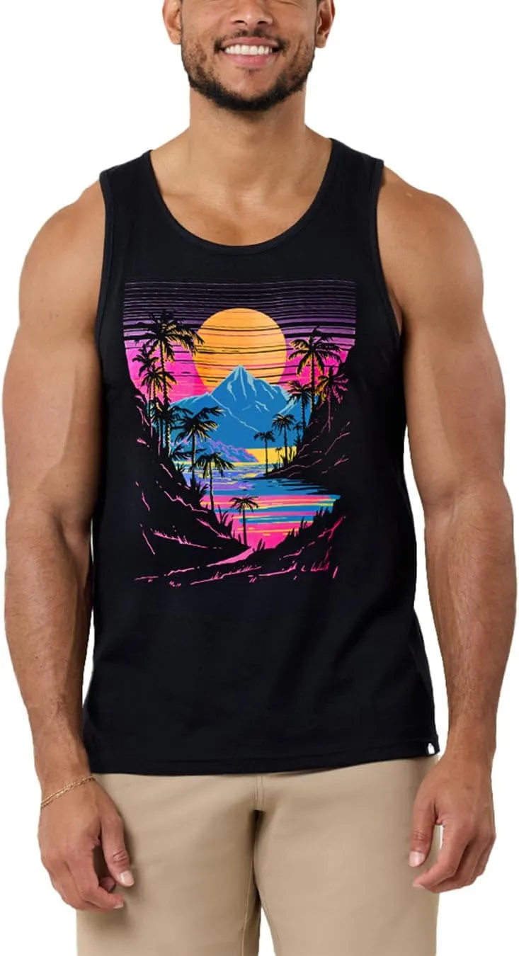 INTO THE AM Premium Graphic Tank Tops for Men - Summer Beach Men's Tanks S - 2XL