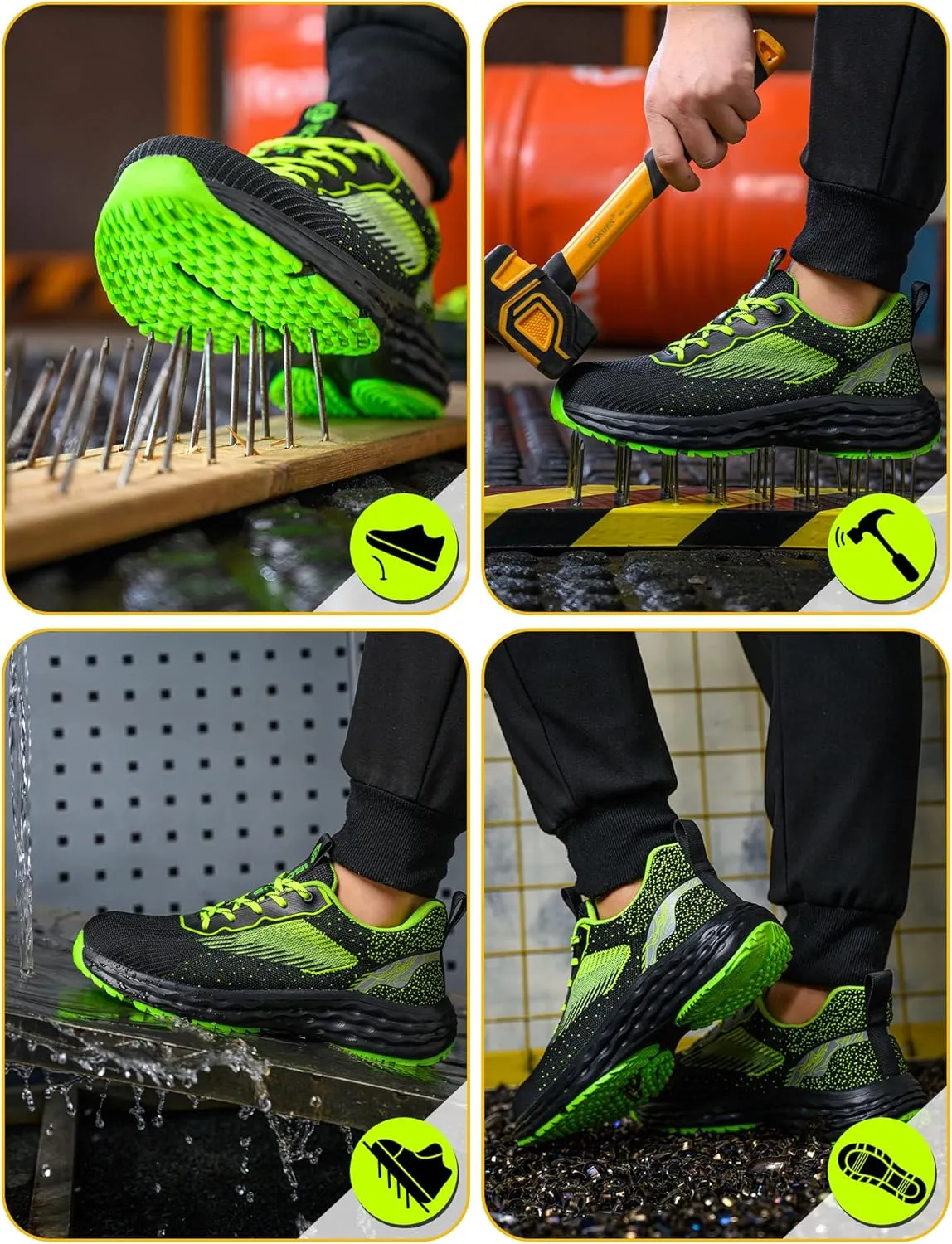 ISOOUS Steel Toe Shoes for Men Non Slip Work Shoes Women Lightweight Comfortable Safety Work Shoes for Men Puncture Proof Steel Toe Sneakers for Construction