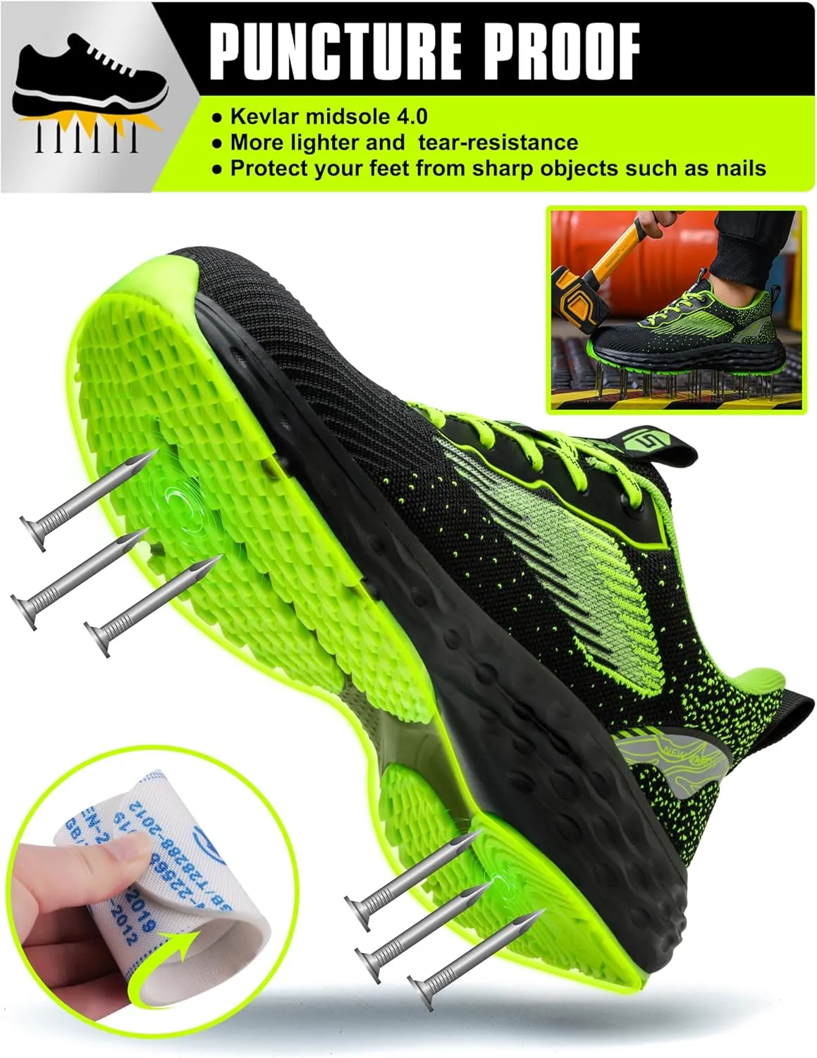ISOOUS Steel Toe Shoes for Men Non Slip Work Shoes Women Lightweight Comfortable Safety Work Shoes for Men Puncture Proof Steel Toe Sneakers for Construction