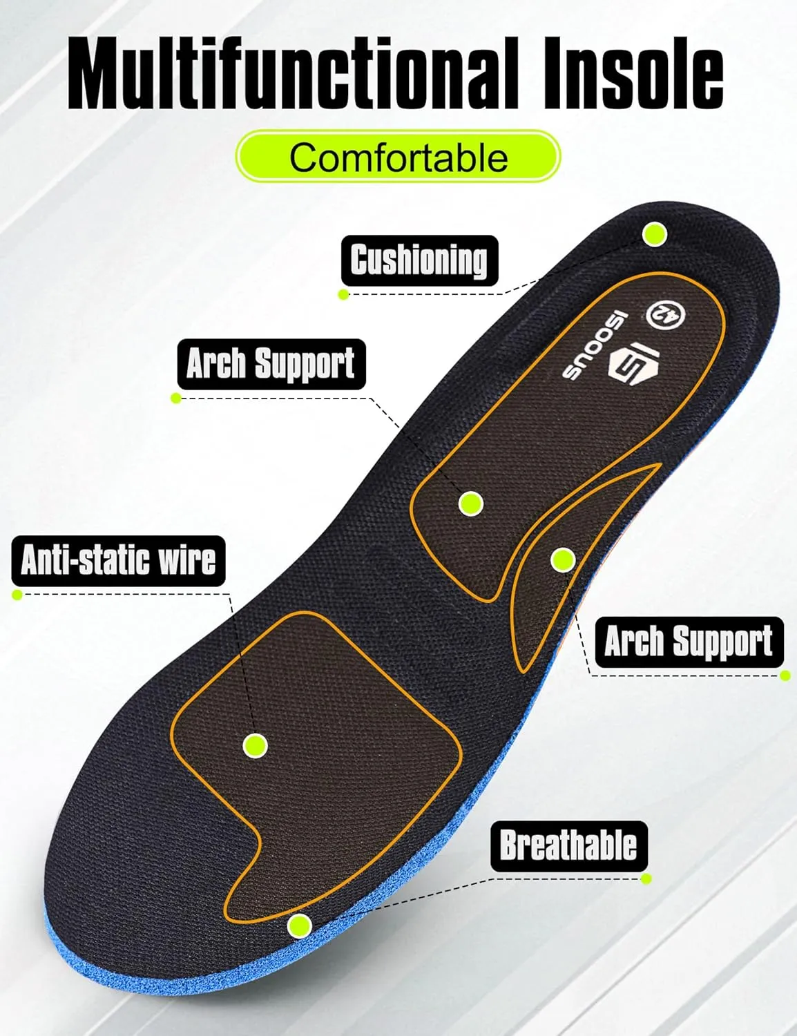 ISOOUS Steel Toe Shoes for Men Non Slip Work Shoes Women Lightweight Comfortable Safety Work Shoes for Men Puncture Proof Steel Toe Sneakers for Construction
