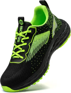ISOOUS Steel Toe Shoes for Men Non Slip Work Shoes Women Lightweight Comfortable Safety Work Shoes for Men Puncture Proof Steel Toe Sneakers for Construction