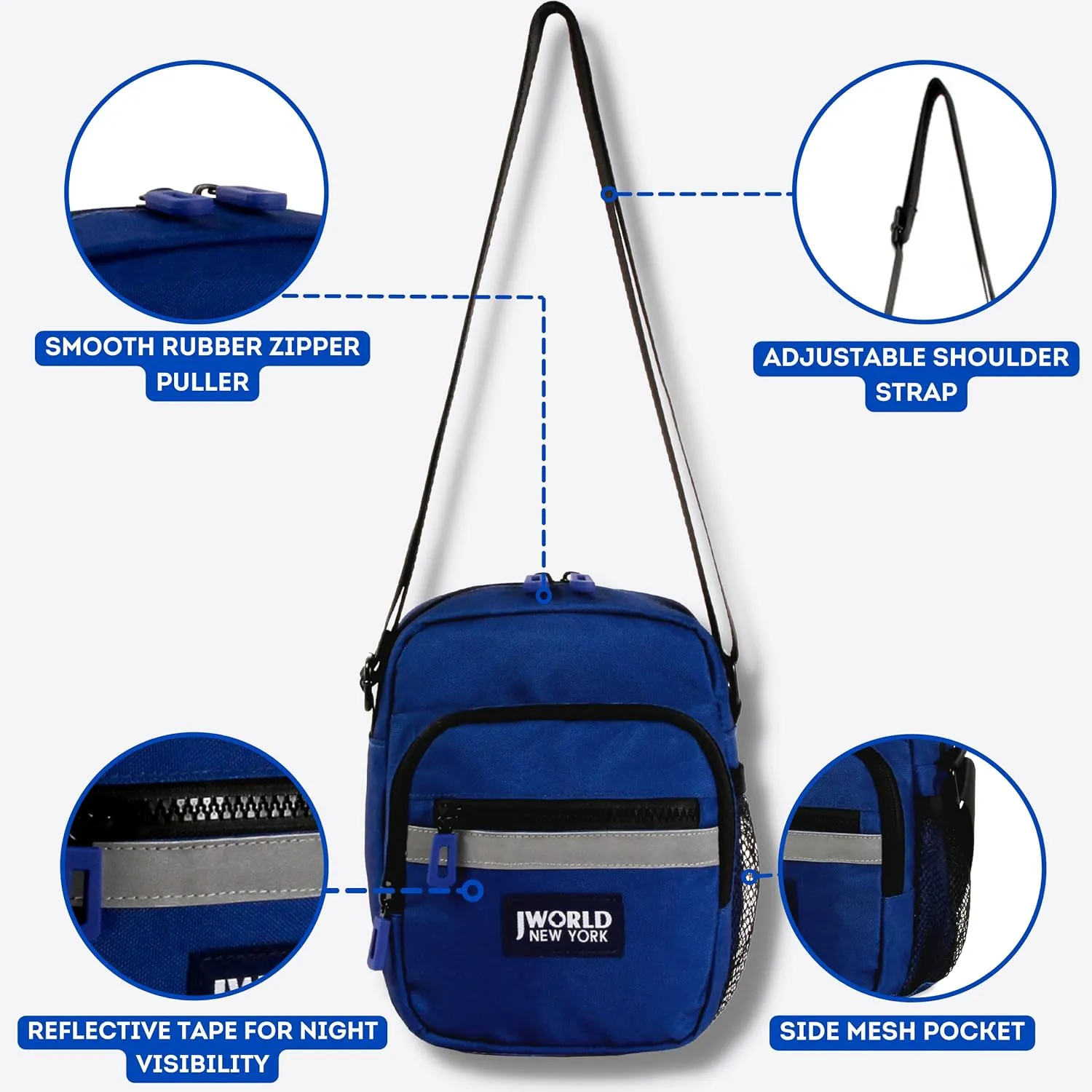 J World New York Crux Mens Crossbody Bag. Small Messenger Purse for Women, Navy