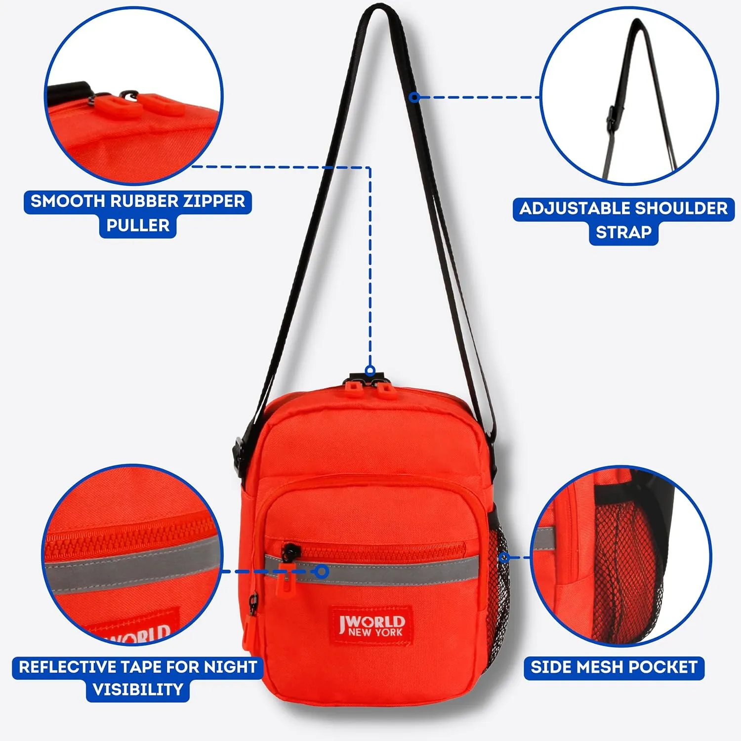 J World New York Crux Mens Crossbody Bag. Small Messenger Purse for Women, Warm Red