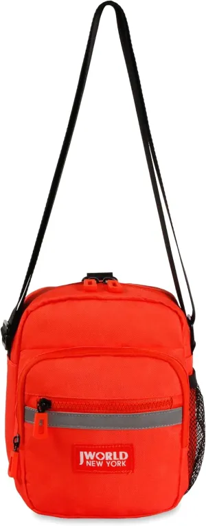 J World New York Crux Mens Crossbody Bag. Small Messenger Purse for Women, Warm Red