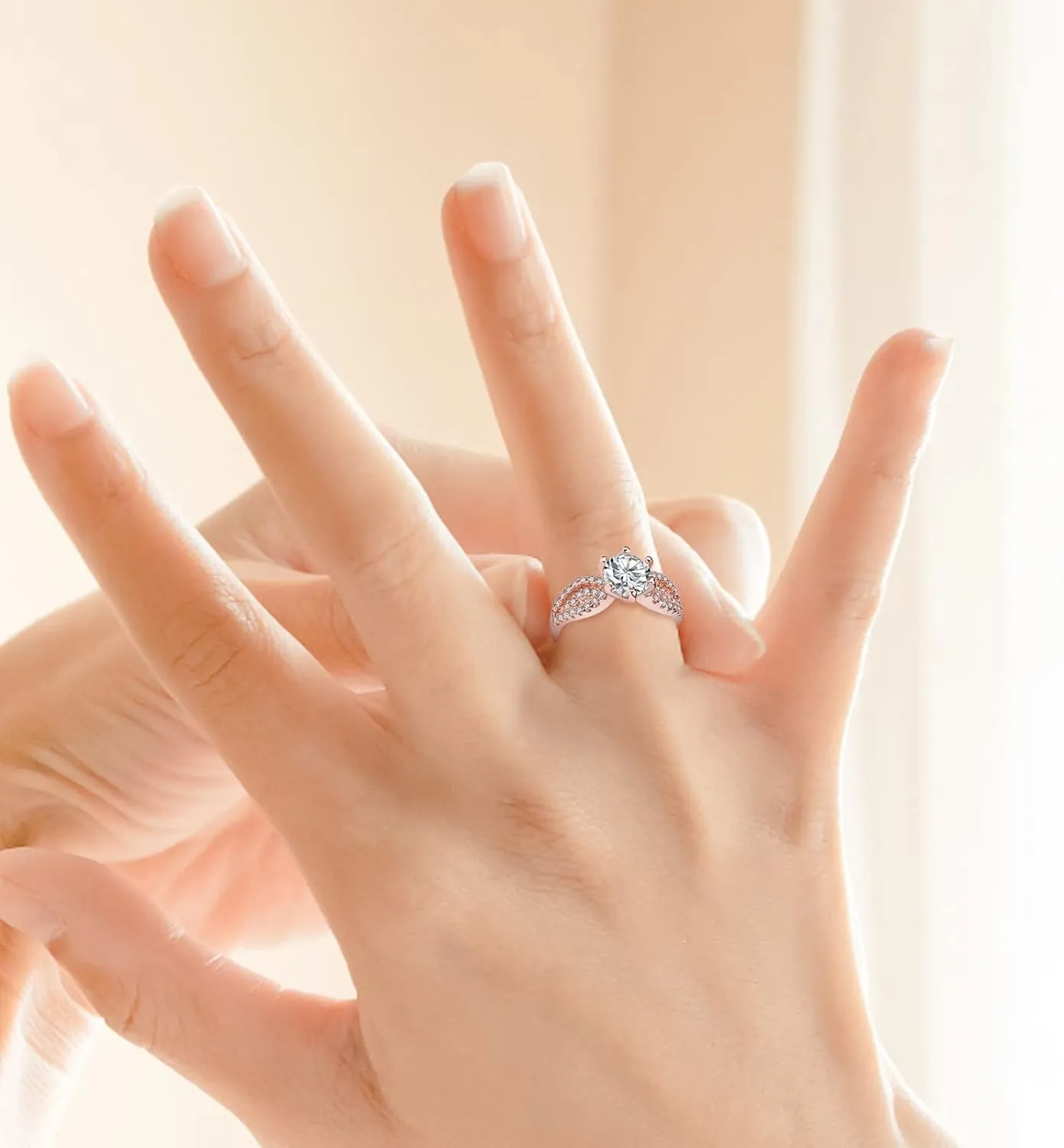 Jewelry Ring for Women 925 Sterling Silver Engagement Wedding Ring Knuckle Promise Wedding Rings Valentine's Day Gifts (d)