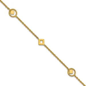 JewelryWeb 0.9mm 14k Solid Yellow Gold Polished Geometric Station Plus 1in Extension Anklet 9 Inch-Anklet for Women