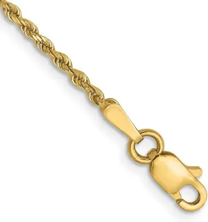 JewelryWeb 14k Yellow Gold Lobster Claw Closure Valu plus 1.5mm Sparkle Cut Chain Ankle Bracelet Anklet for Women and Men