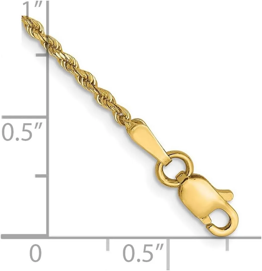 JewelryWeb 14k Yellow Gold Lobster Claw Closure Valu plus 1.5mm Sparkle Cut Chain Ankle Bracelet Anklet for Women and Men