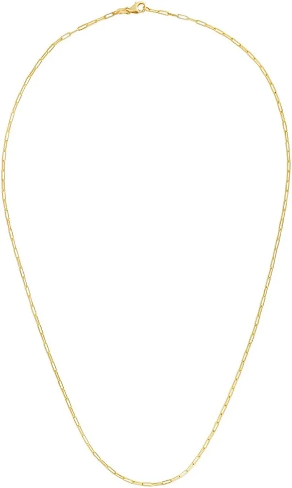 JewelryWeb 14k Yellow Gold Polished Paperclip Chain Ankle Bracelet With Pear Shaped Lobster Clasp 10 Inch Anklet for Women and Men