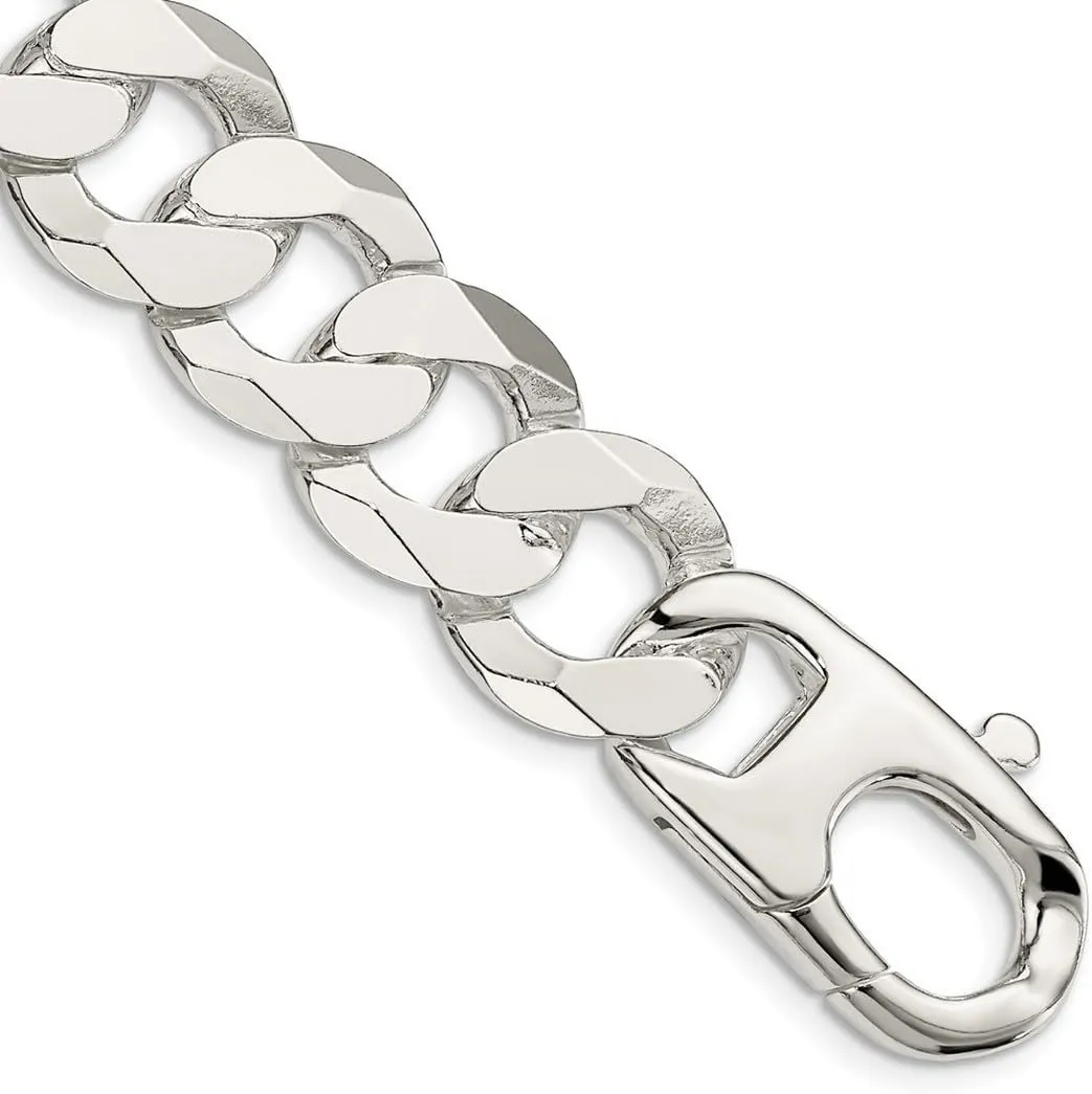 JewelryWeb 925 Sterling Silver 16mm Flat Curb Chain Ankle Bracelet 10 Inch Anklet for Women and Men