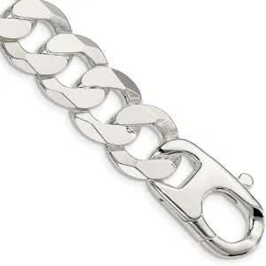 JewelryWeb 925 Sterling Silver 16mm Flat Curb Chain Ankle Bracelet 10 Inch Anklet for Women and Men