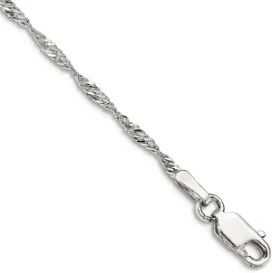 JewelryWeb 925 Sterling Silver 1.75mm Singapore Chain Bracelet Anklet 9 Inch-Anklet for Women and Men