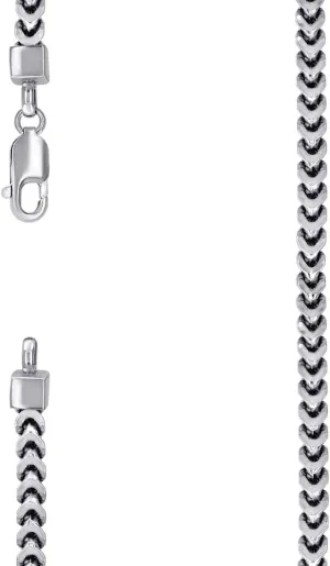 JewelryWeb 925 Sterling Silver Hollow Franco Chain Rhodium 4.3mm Anklet 9 Inch-Anklet for Women and Men
