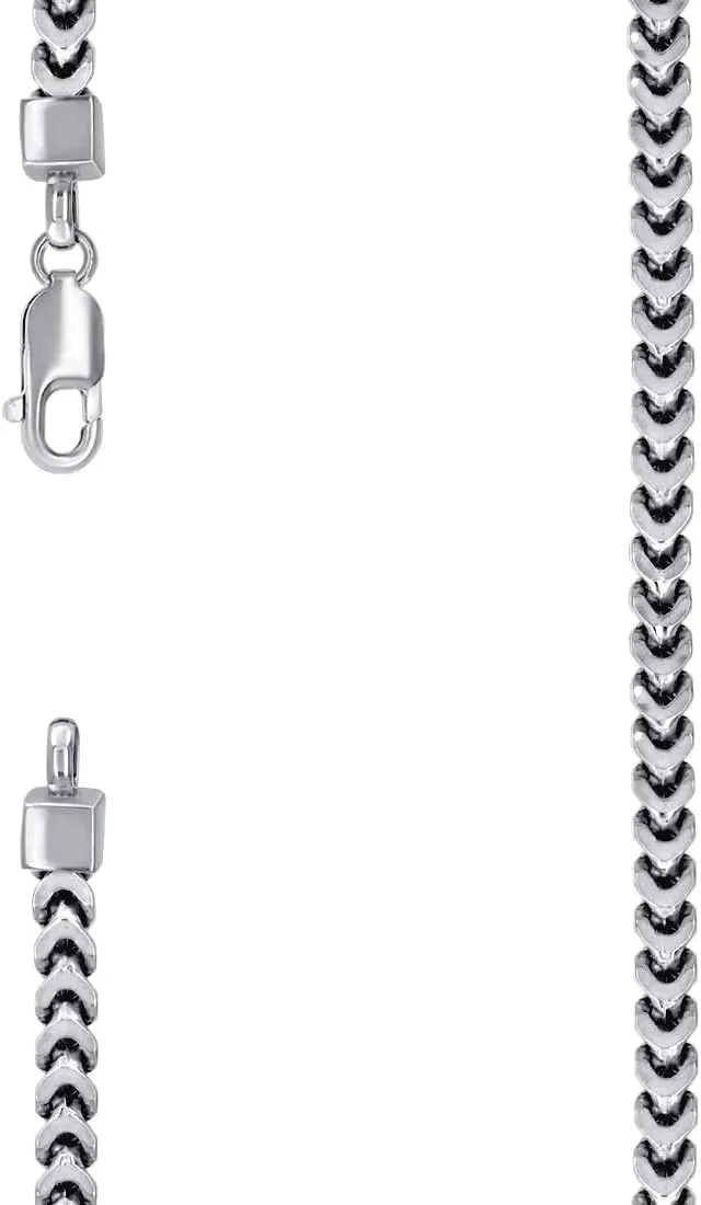 JewelryWeb 925 Sterling Silver Hollow Franco Chain Rhodium 4.3mm Anklet 9 Inch-Anklet for Women and Men